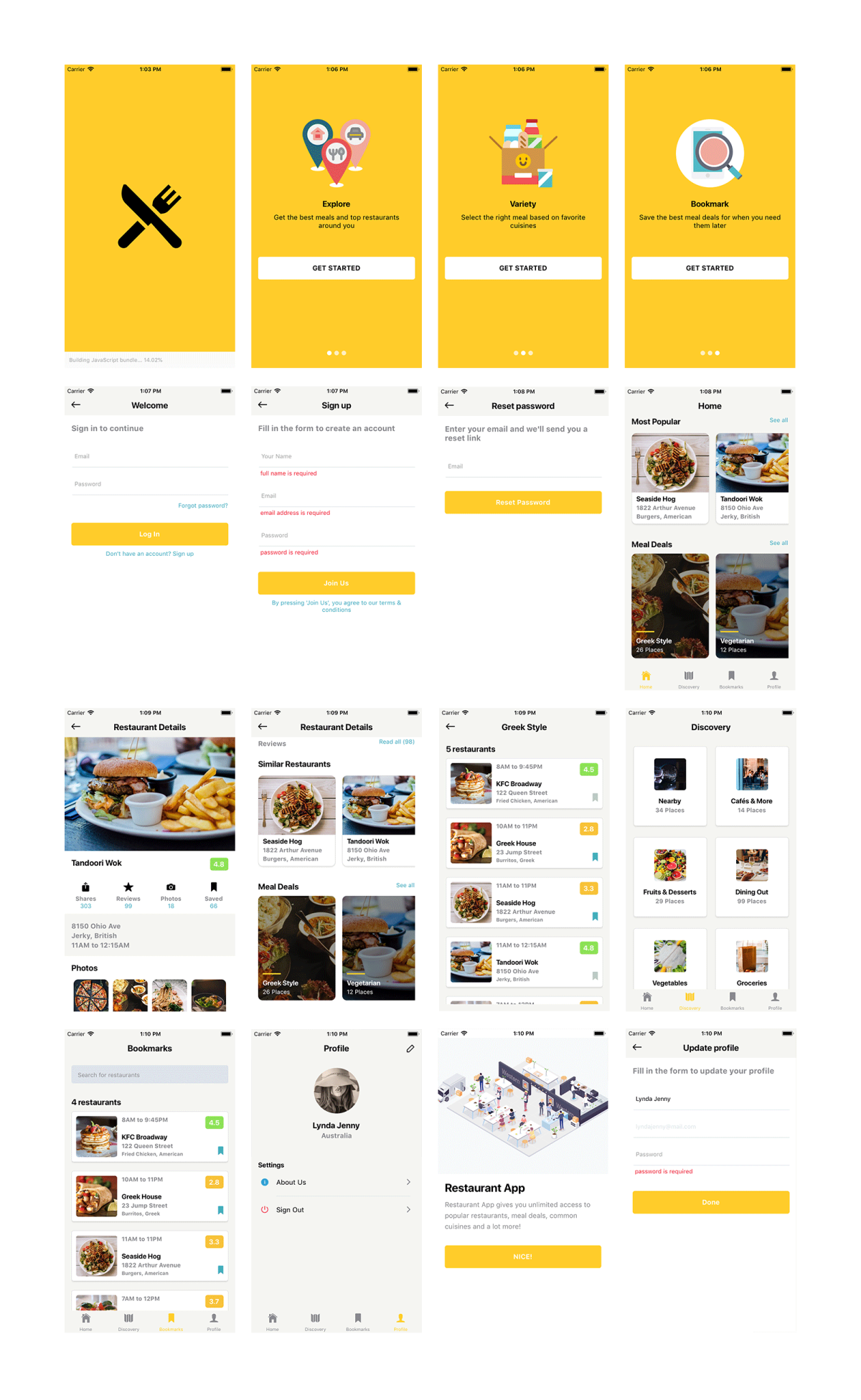 React Native Restaurant UI App React Native Restaurant UI App